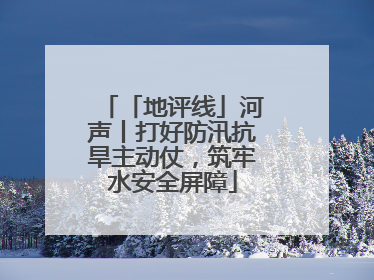 「地评线」河声丨打好防汛抗旱主动仗，筑牢水安全屏障