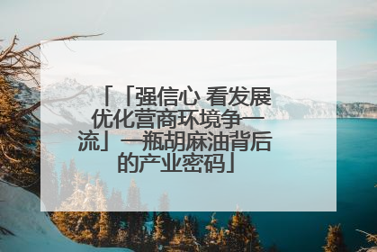 「强信心 看发展 优化营商环境争一流」一瓶胡麻油背后的产业密码