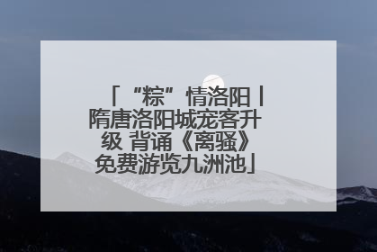 “粽”情洛阳丨隋唐洛阳城宠客升级 背诵《离骚》免费游览九洲池