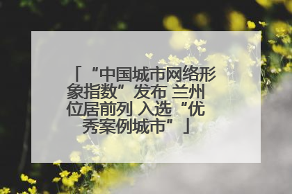 “中国城市网络形象指数”发布 兰州位居前列 入选“优秀案例城市”