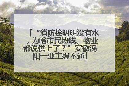 “消防栓明明没有水，为啥市民热线、物业都说供上了？”安徽涡阳一业主想不通