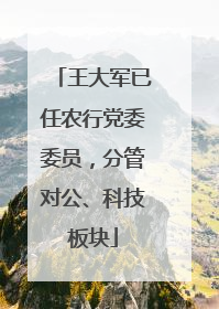王大军已任农行党委委员，分管对公、科技板块
