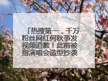 热搜第一，千万粉丝网红何秋亊发视频道歉！此前被指演唱会造型抄袭汪苏泷
