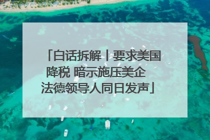白话拆解丨要求美国降税 暗示施压美企 法德领导人同日发声