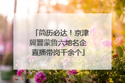 简历必达！京津冀晋蒙鲁六地名企直播带岗千余个