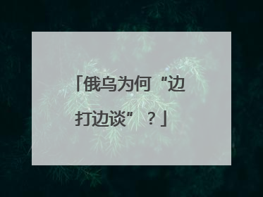俄乌为何“边打边谈”？