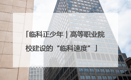 临科正少年｜高等职业院校建设的“临科速度”