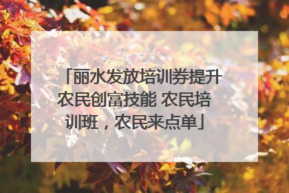 丽水发放培训券提升农民创富技能 农民培训班，农民来点单