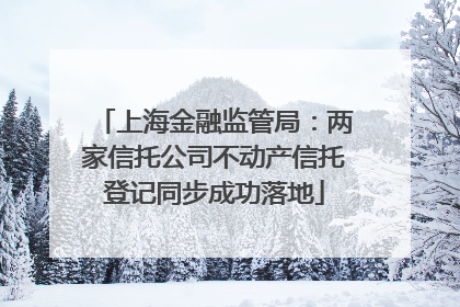 上海金融监管局：两家信托公司不动产信托登记同步成功落地
