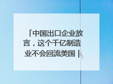 中国出口企业放言，这个千亿制造业不会回流美国｜海斌访谈
