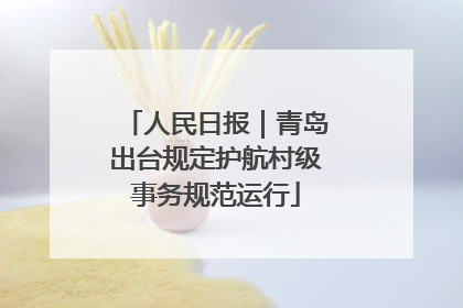 人民日报｜青岛出台规定护航村级事务规范运行