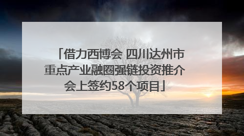 借力西博会 四川达州市重点产业融圈强链投资推介会上签约58个项目