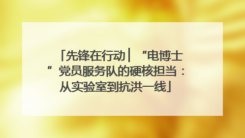 先锋在行动 ▏“电博士”党员服务队的硬核担当：从实验室到抗洪一线