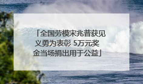 全国劳模宋兆普获见义勇为表彰 5万元奖金当场捐出用于公益