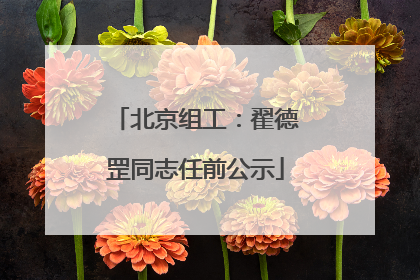 北京组工：翟德罡同志任前公示