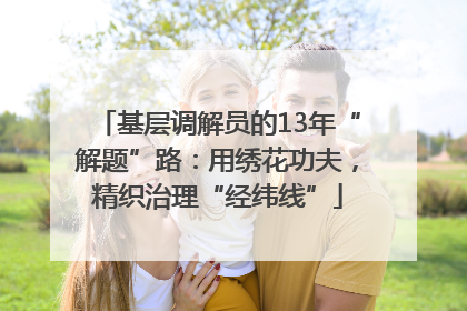 基层调解员的13年“解题”路：用绣花功夫，精织治理“经纬线”
