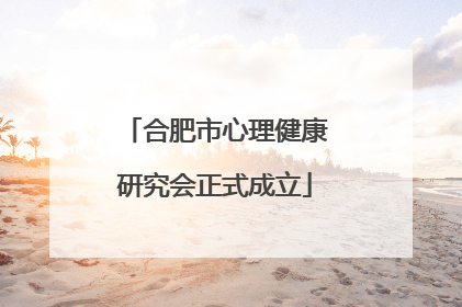 合肥市心理健康研究会正式成立