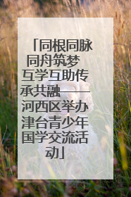 同根同脉同舟筑梦 互学互助传承共融——河西区举办津台青少年国学交流活动