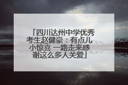 四川达州中学优秀考生赵健豪：有点儿小惊喜 一路走来感谢这么多人关爱