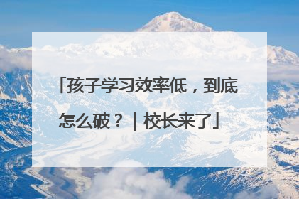 孩子学习效率低，到底怎么破？｜校长来了