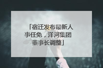 宿迁发布最新人事任免，洋河集团董事长调整
