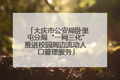 大庆市公安局卧里屯分局“一网三化”推进校园周边流动人口管理服务