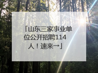 山东三家事业单位公开招聘114人！速来→
