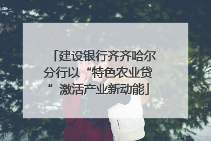 建设银行齐齐哈尔分行以“特色农业贷”激活产业新动能