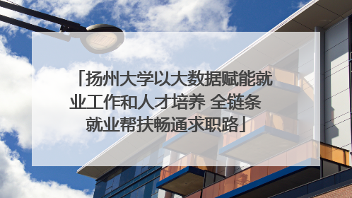 扬州大学以大数据赋能就业工作和人才培养 全链条就业帮扶畅通求职路