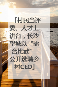 村民当评委、人才上讲台，长沙望城以“擂台比武” 公开选聘乡村CEO