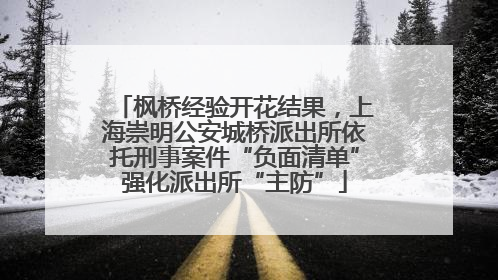 枫桥经验开花结果，上海崇明公安城桥派出所依托刑事案件“负面清单”强化派出所“主防”