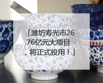 潍坊寿光市26.76亿元大项目，将正式投用！