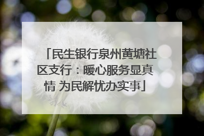 民生银行泉州黄塘社区支行：暖心服务显真情 为民解忧办实事