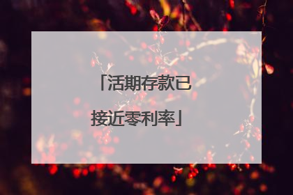 活期存款已接近零利率