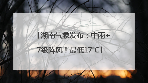 湖南气象发布：中雨+7级阵风！最低17℃
