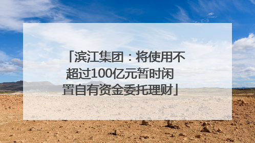 滨江集团：将使用不超过100亿元暂时闲置自有资金委托理财