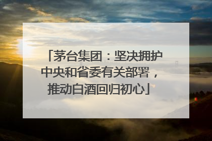 茅台集团：坚决拥护中央和省委有关部署，推动白酒回归初心