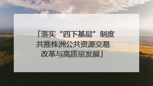 落实“四下基层”制度 共推株洲公共资源交易改革与高质量发展