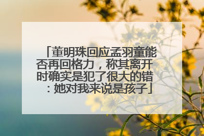 董明珠回应孟羽童能否再回格力，称其离开时确实是犯了很大的错：她对我来说是孩子