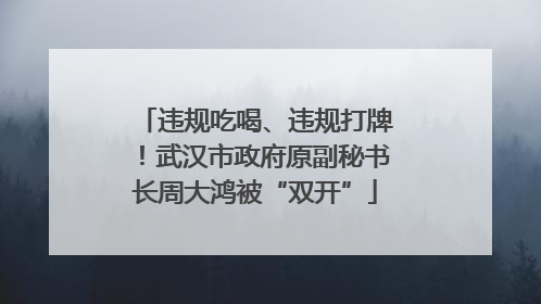 违规吃喝、违规打牌！武汉市政府原副秘书长周大鸿被“双开”