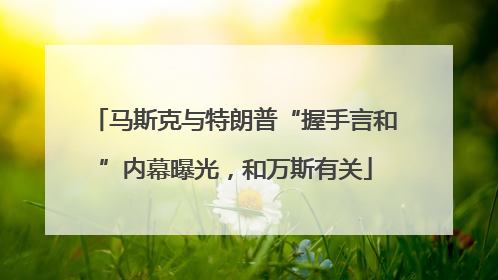 马斯克与特朗普“握手言和”内幕曝光，和万斯有关