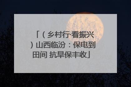 （乡村行·看振兴）山西临汾：保电到田间 抗旱保丰收
