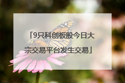 9只科创板股今日大宗交易平台发生交易
